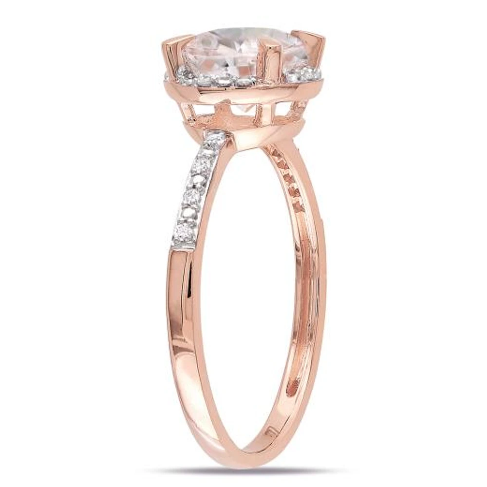 Julianna B 10K Rose Gold Morganite & Diamond Halo Ring