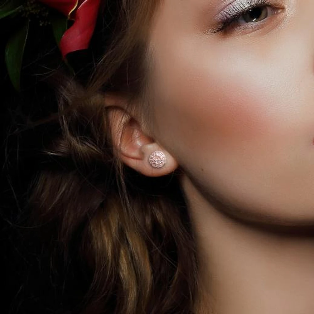 Julianna B 14K Rose Gold Morganite & White Topaz Halo Earrings