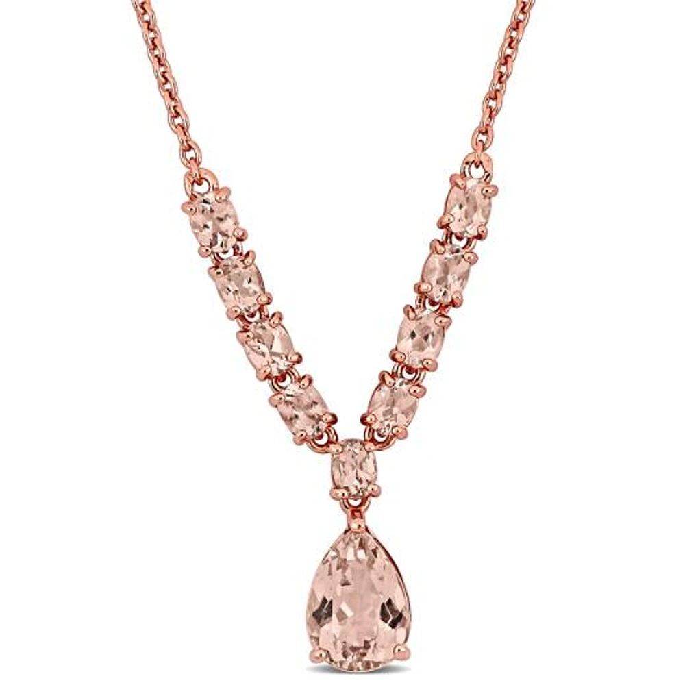 JULIANNA B Rose Plated Sterling Silver Morganite Necklace 18" + 2" Extender