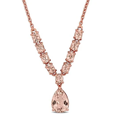 JULIANNA B Rose Plated Sterling Silver Morganite Necklace 18" + 2" Extender