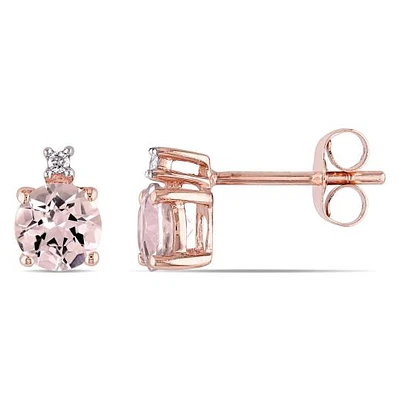 JULIANNA B 10K Rose Gold Morganite & Diamond Stud Earrings