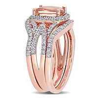 JULIANNA B 10K Rose Gold Morganite & Diamond Bridal Set