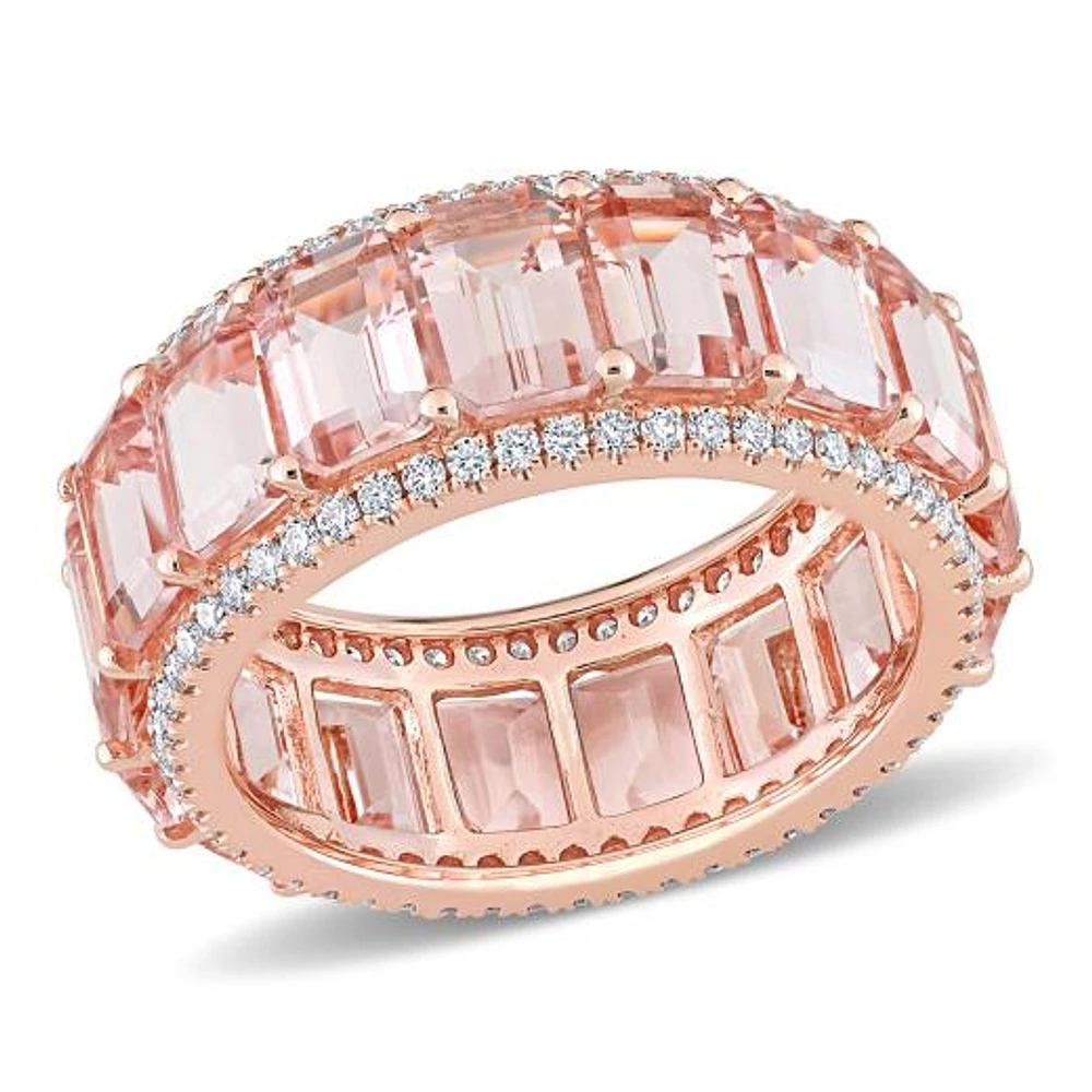 JULIANNA B 14K Rose Gold Morganite & Diamond Eternity Ring