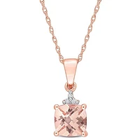 JULIANNA B 10K Rose Gold Morganite & Diamond 17" Pendant