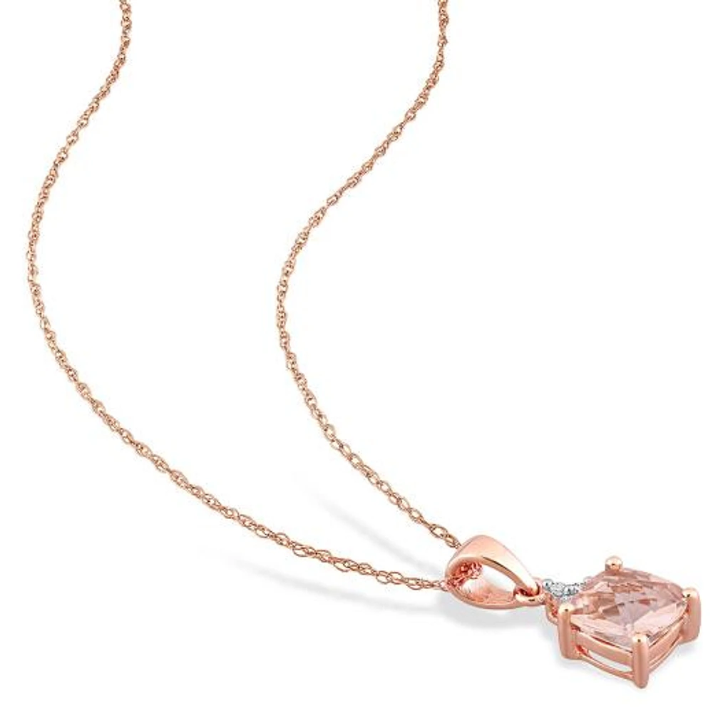 JULIANNA B 10K Rose Gold Morganite & Diamond 17" Pendant