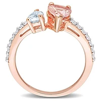 JULIANNA B 14K Rose Gold Morganite Aquamarine & Diamond Ring