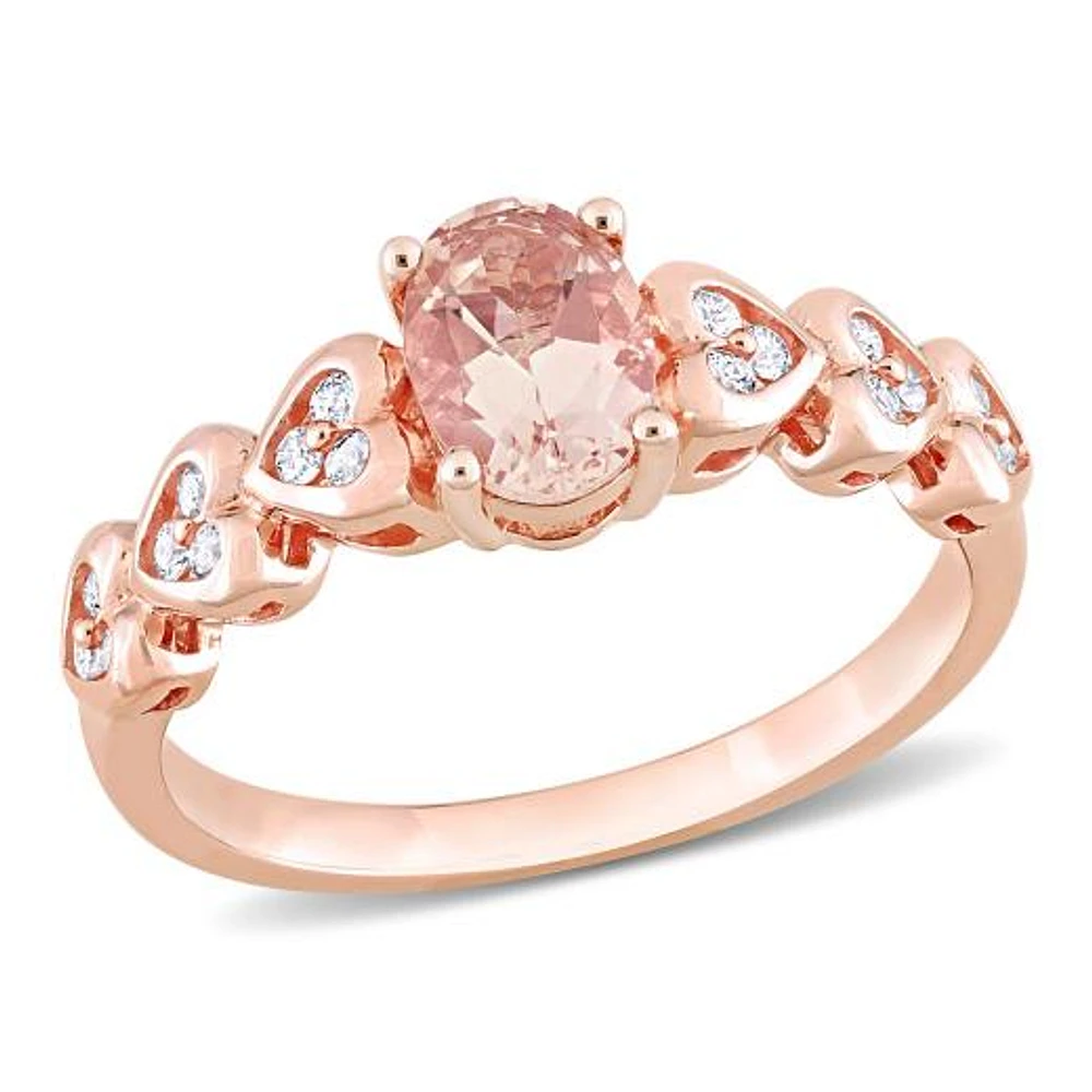 JULIANNA B 10K Rose Gold Morganite & White Topaz Engagement Ring