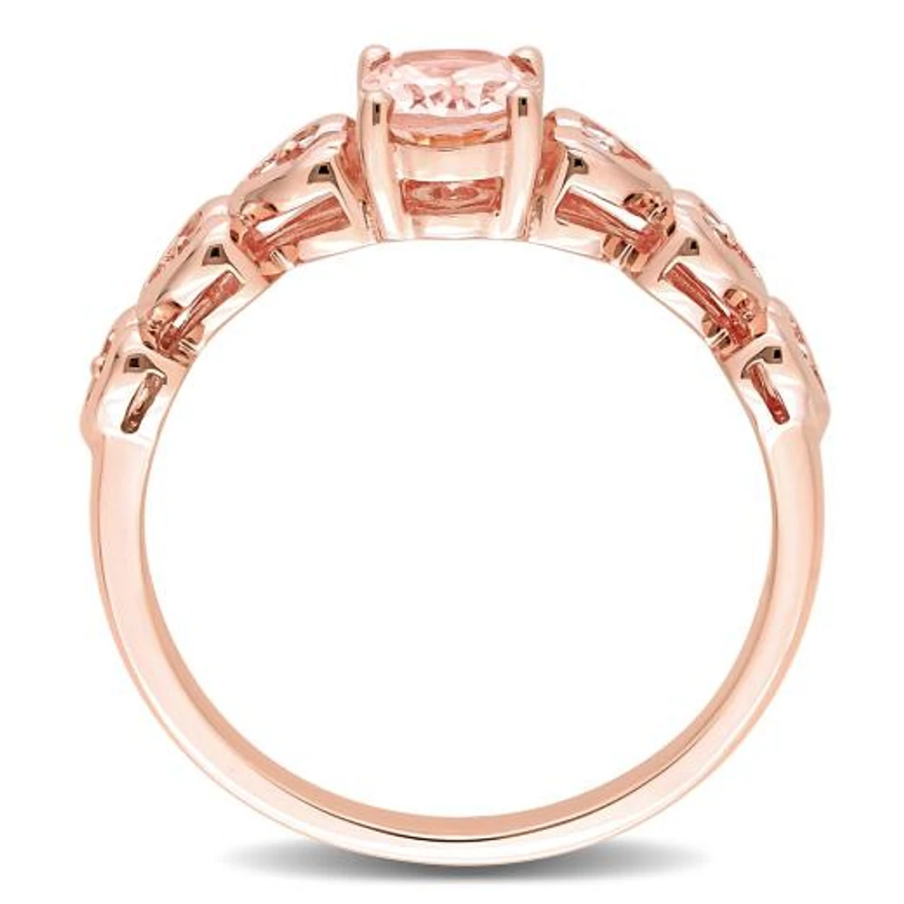 Julianna B 10K Rose Gold Morganite & White Topaz Engagement Ring