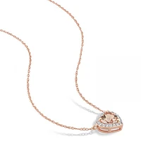 Julianna B 14K Rose Gold Morganite & Diamond Halo Pendant