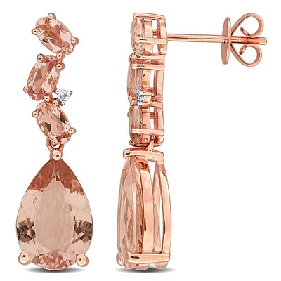 Julianna B 10K Rose Gold Morganite & Diamond Drop Earrings