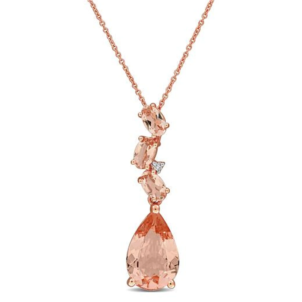 JULIANNA B 10K Rose Gold Morganite & Diamond Drop 17" Pendant