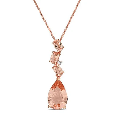 Julianna B 10K Rose Gold Morganite & Diamond Drop 17" Pendant