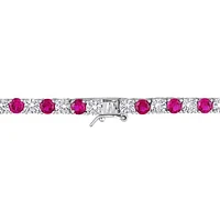 Julianna B Sterling Silver Created Ruby & Created White Sapphire Necklace 17