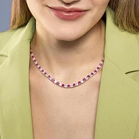 Julianna B Sterling Silver Created Ruby & Created White Sapphire Necklace 17