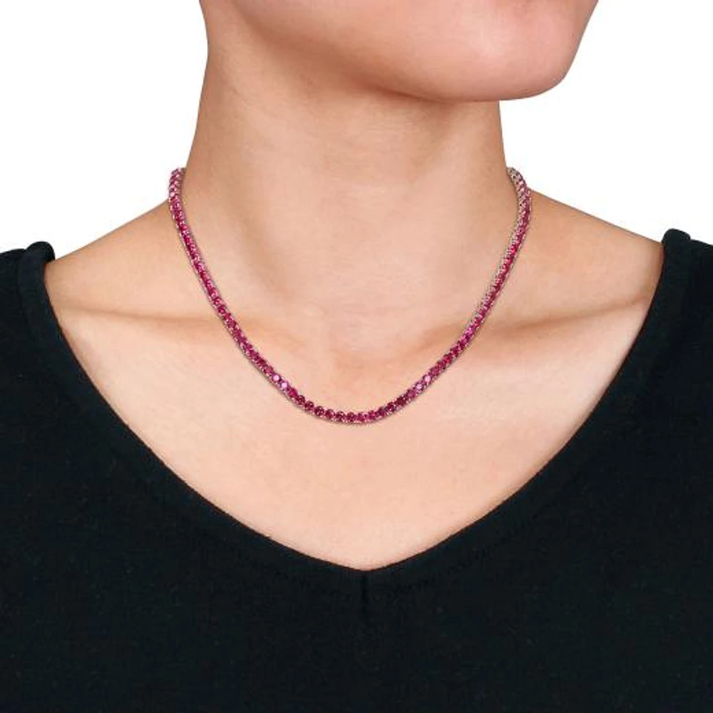 Julianna B Sterling Silver Created Ruby 17" Necklace