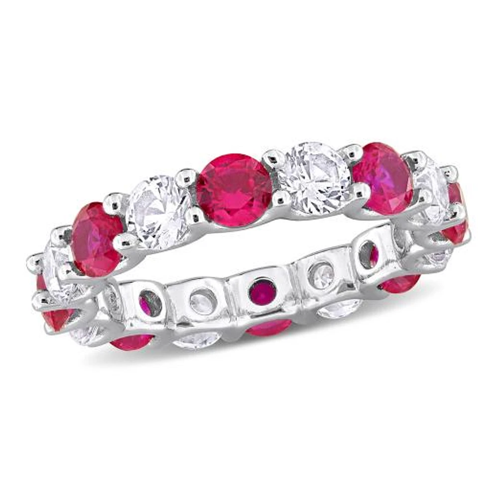 Julianna B Sterling Silver Created Ruby & Created White Sapphire Eternity Ring