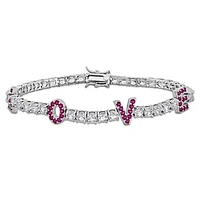 Julianna B Sterling Silver Created Ruby & Created White Sapphire Bracelet 7.5