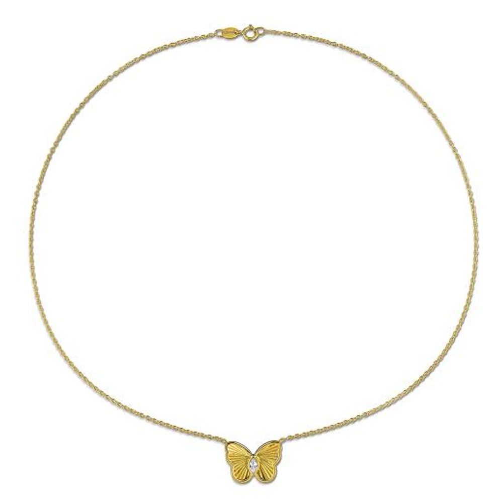 Julianna B Yellow Plated Sterling Silver Created White Sapphire 17" Necklace
