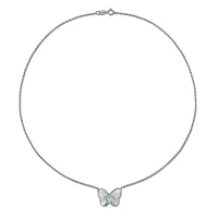 JULIANNA B Sterling Silver Blue Topaz Butterfly 17" Pendant