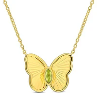 JULIANNA B Yellow Plated Sterling Silver Peridot Butterfly 17" Pendant