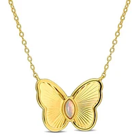 Julianna B Yellow Plated Sterling Silver Opal Butterfly 17" Pendant