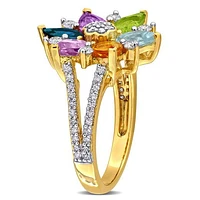 JULIANNA B Yellow Plated Sterling Silver Multi-Gemstone Flower Ring