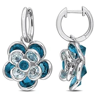 Julianna B Sterling Silver London Blue & Sky Blue Topaz Flower Earrings