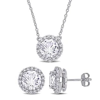 JULIANNA B Sterling Silver Created White Sapphire Earrings Pendant Set