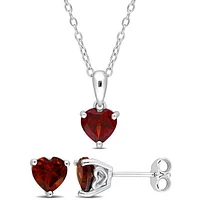 Julianna B Sterling Silver Garnet Earring & Pendant Set