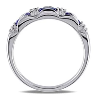 JULIANNA B 10K White Gold Sapphire & Diamond Ring