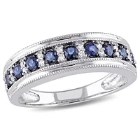 Julianna B 10K White Gold Sapphire & Diamond Anniversary Ring