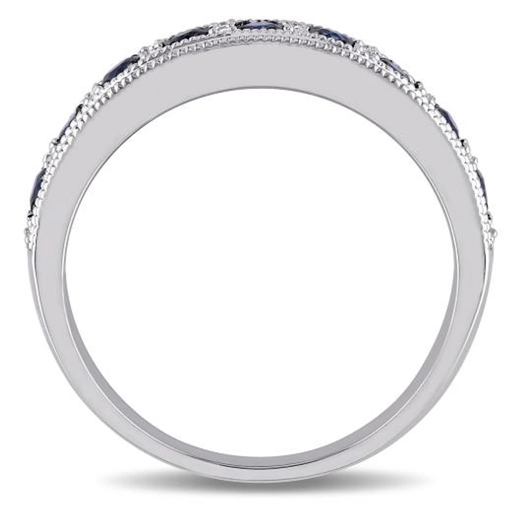 Julianna B 10K White Gold Sapphire & Diamond Anniversary Ring