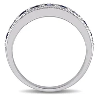 JULIANNA B 10K White Gold Sapphire & Diamond Anniversary Ring