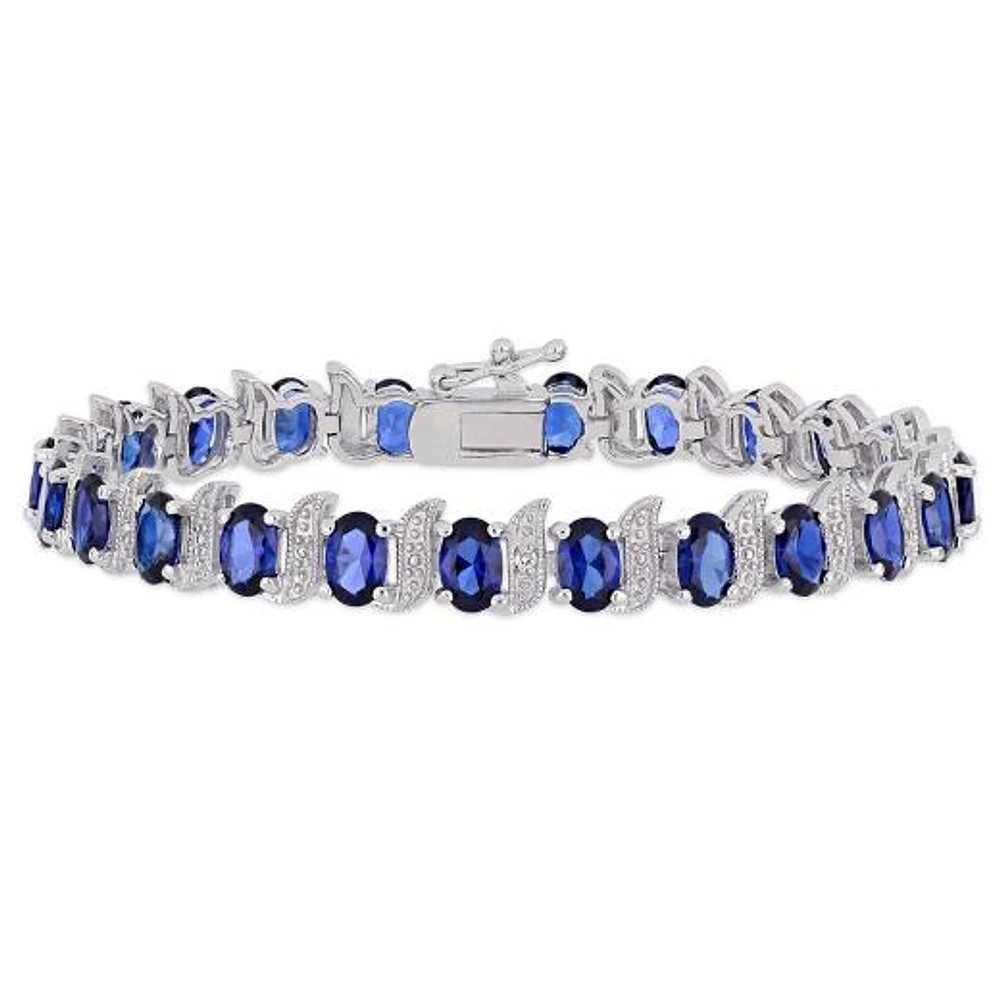 JULIANNA B Sterling Silver Created Sapphire & Diamond Bracelet