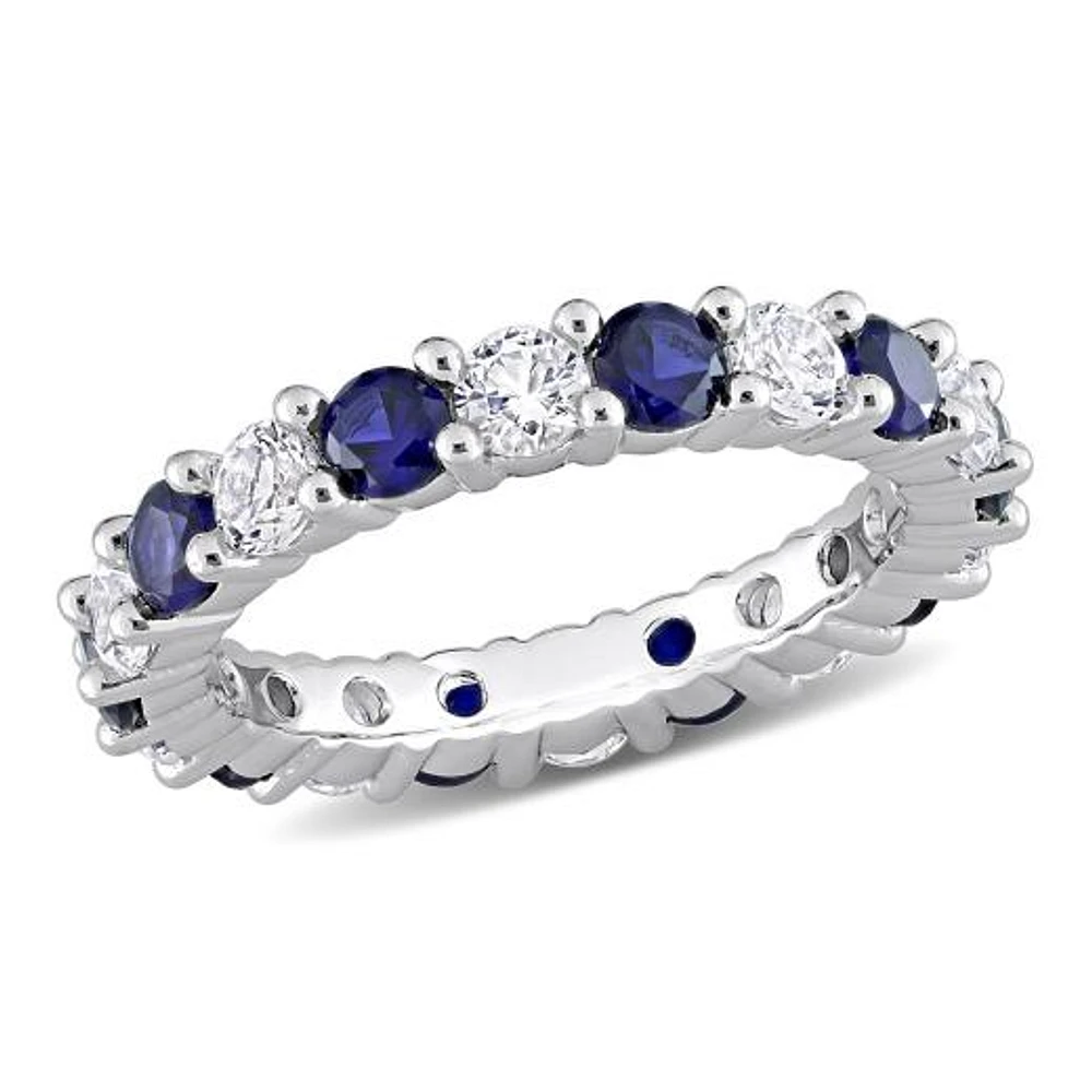 JULIANNA B Sterling Silver Created Blue & Created White Sapphire Eternity Ring