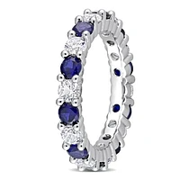 JULIANNA B Sterling Silver Created Blue & Created White Sapphire Eternity Ring