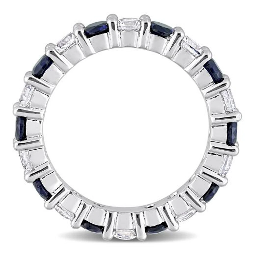 Julianna B Sterling Silver Created Blue & Created White Sapphire Eternity Ring