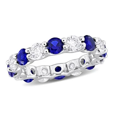 Julianna B Sterling Silver Created Blue & Created White Sapphire Eternity Ring