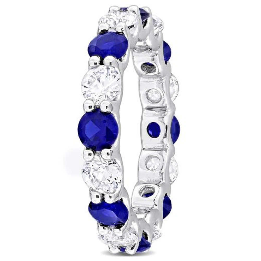 Julianna B Sterling Silver Created Blue & Created White Sapphire Eternity Ring