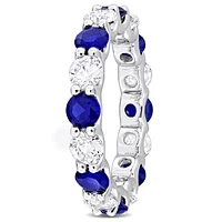 Julianna B Sterling Silver Created Blue & Created White Sapphire Eternity Ring