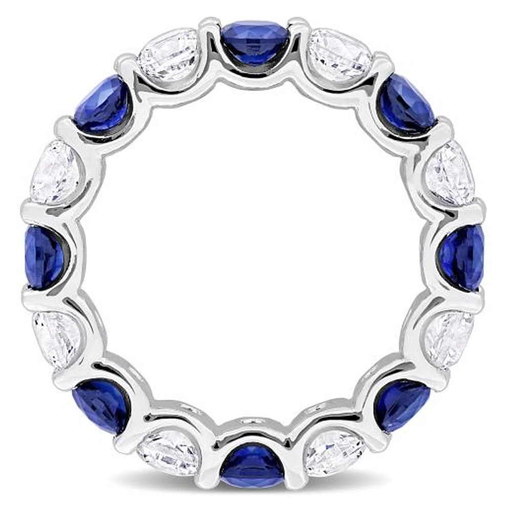 Julianna B Sterling Silver Created Blue & Created White Sapphire Eternity Ring