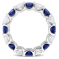 Julianna B Sterling Silver Created Blue & Created White Sapphire Eternity Ring