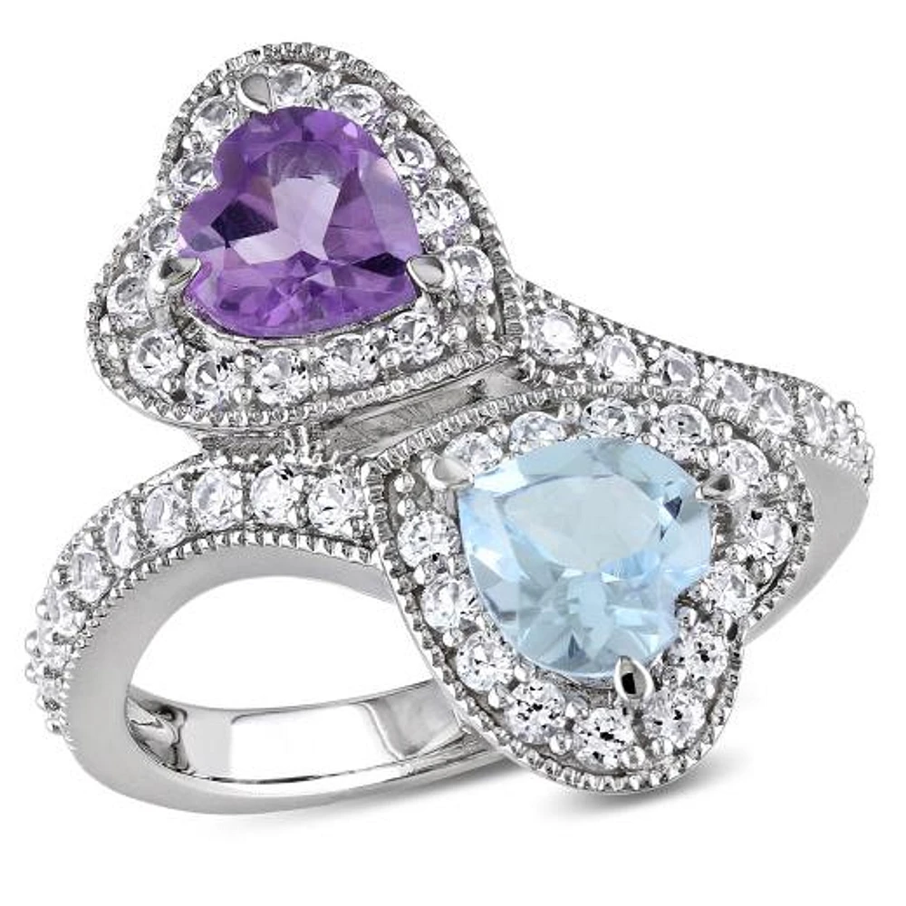 JULIANNA B Sterling Silver Amethyst Blue Topaz Created White Sapphire Ring