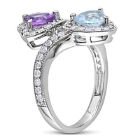 JULIANNA B Sterling Silver Amethyst Blue Topaz Created White Sapphire Ring