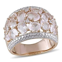 JULIANNA B Rose Plated Sterling Silver Rose Quartz & Diamond Ring