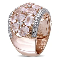 JULIANNA B Rose Plated Sterling Silver Rose Quartz & Diamond Ring