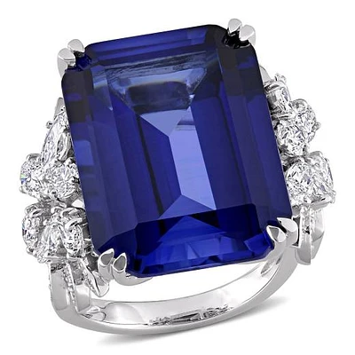 Julianna B 14K White Gold Created Sapphire & Diamond Ring