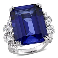 JULIANNA B 14K White Gold Created Sapphire & Diamond Ring