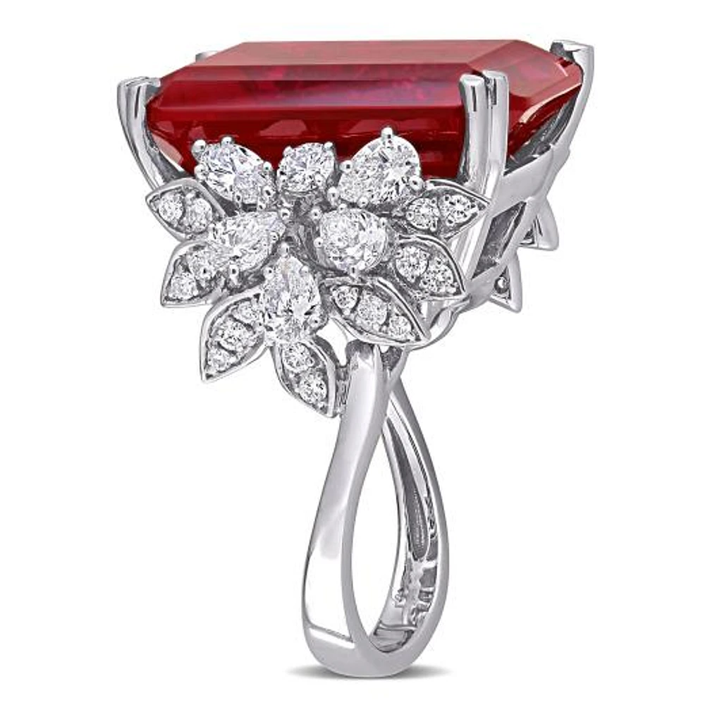 Julianna B 14K White Gold Created Ruby & Diamond Ring