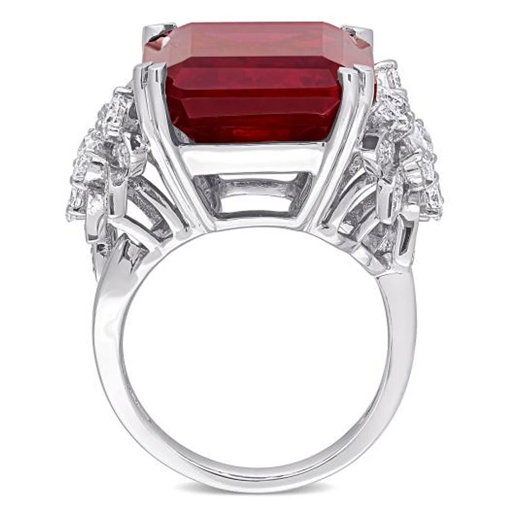 Julianna B 14K White Gold Created Ruby & Diamond Ring